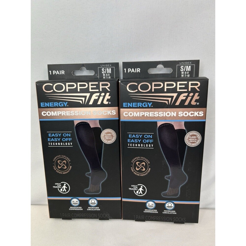 Copper Fit Energy Compression Socks - S/M (Men’s 6-9; Women 7-10) Lot Of 2